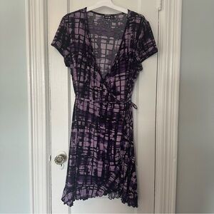 Apt. 9 Purple and Black Wrap Dress size 1X Fit and Flare Mini